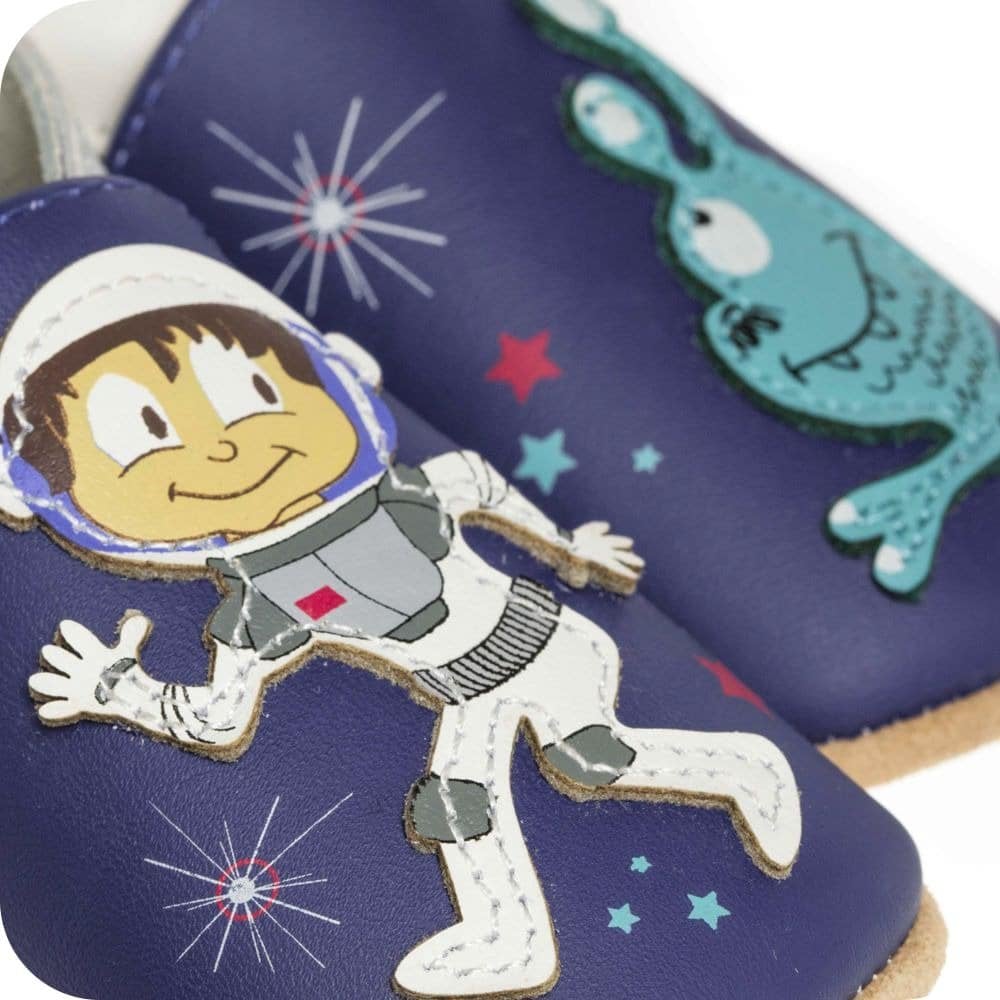 Chaussons bébé en cuir souple – Spationaute