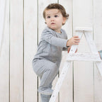 Pyjama Une-Pièce en Coton Bio - Gris mélangé