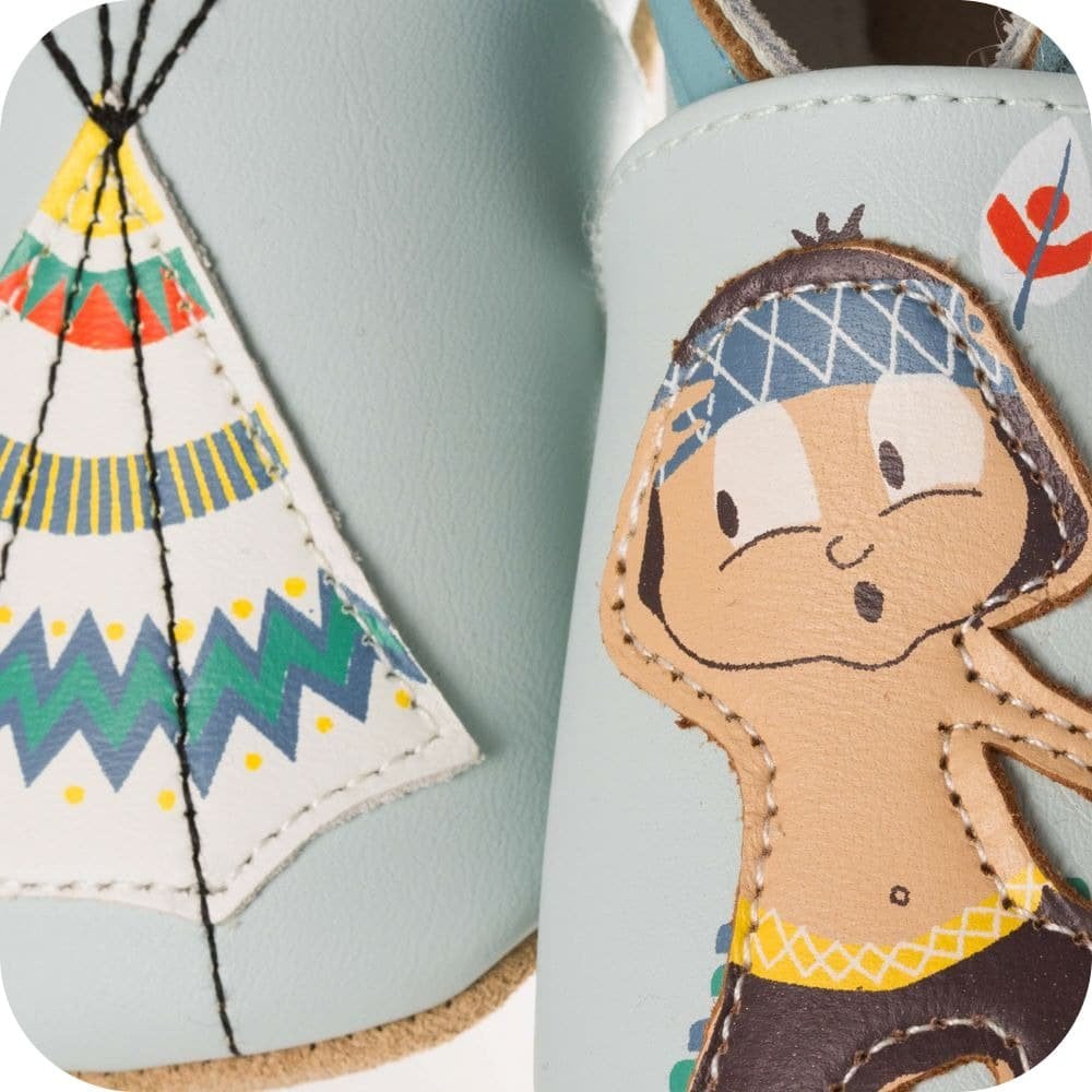 Chaussons bébé en cuir souple – Indien & Tipi