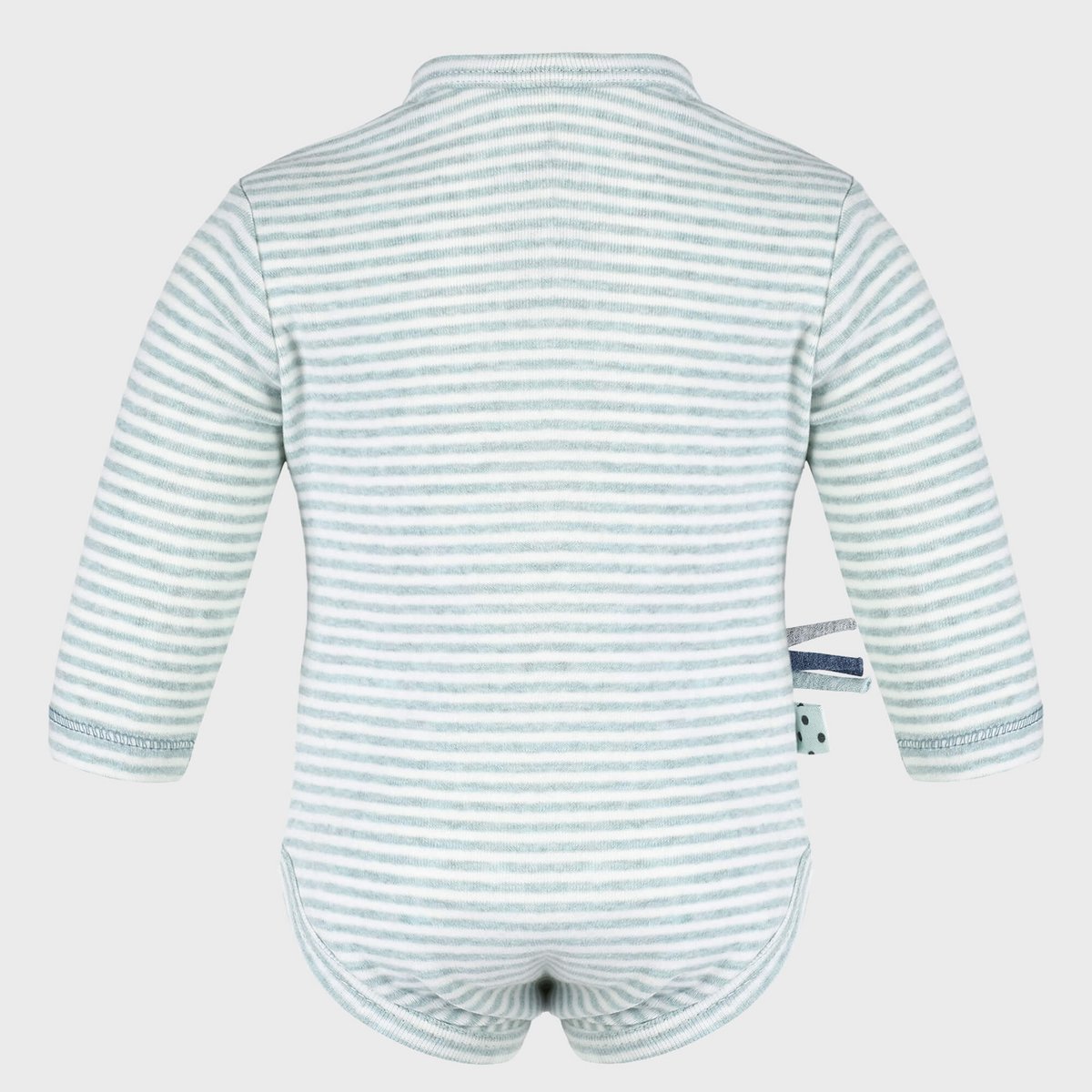 Body Bébé Bio à Manches Longues – Rayé turquoise