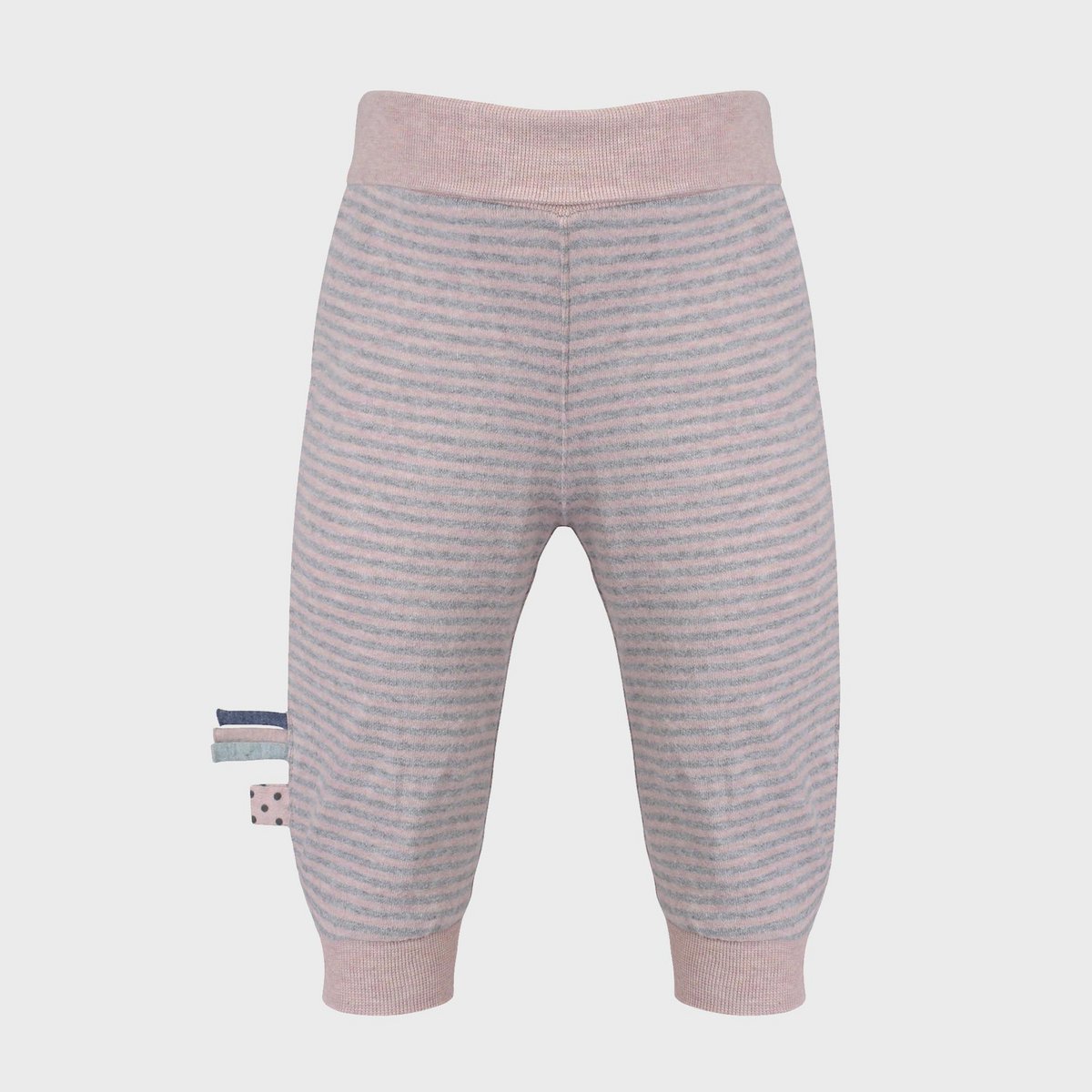 Pantalon Bébé en Coton Bio – Rayures Rose Doux