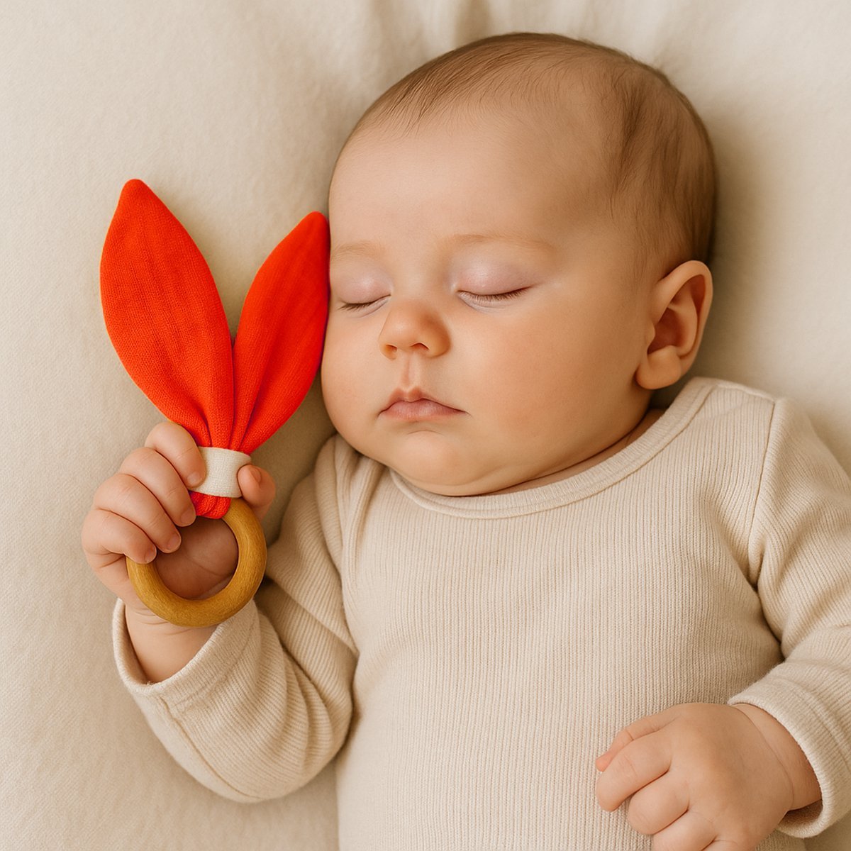 Anneau de Dentition en Coton Bio – Fraise