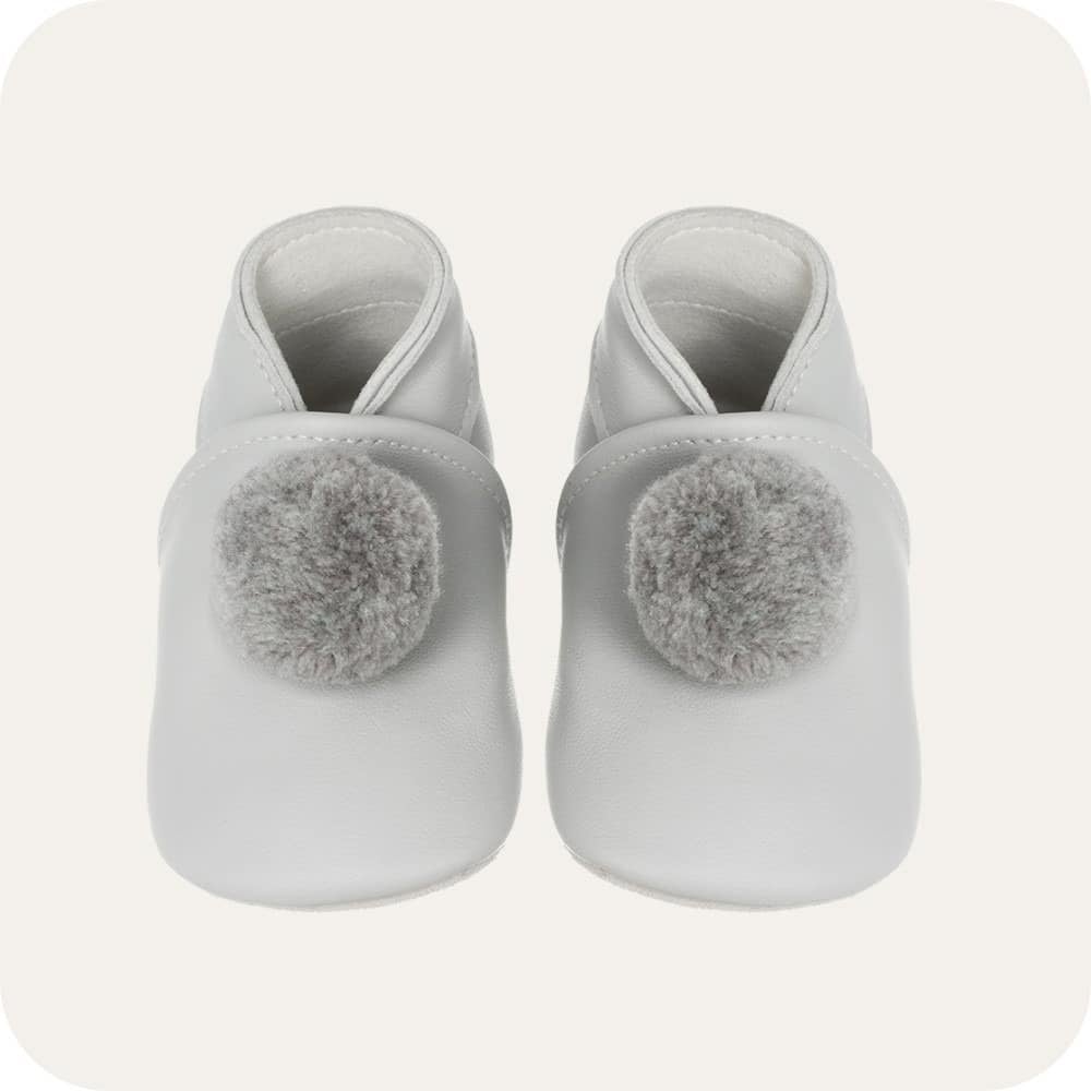 Chaussons bébé à pompons – Gris