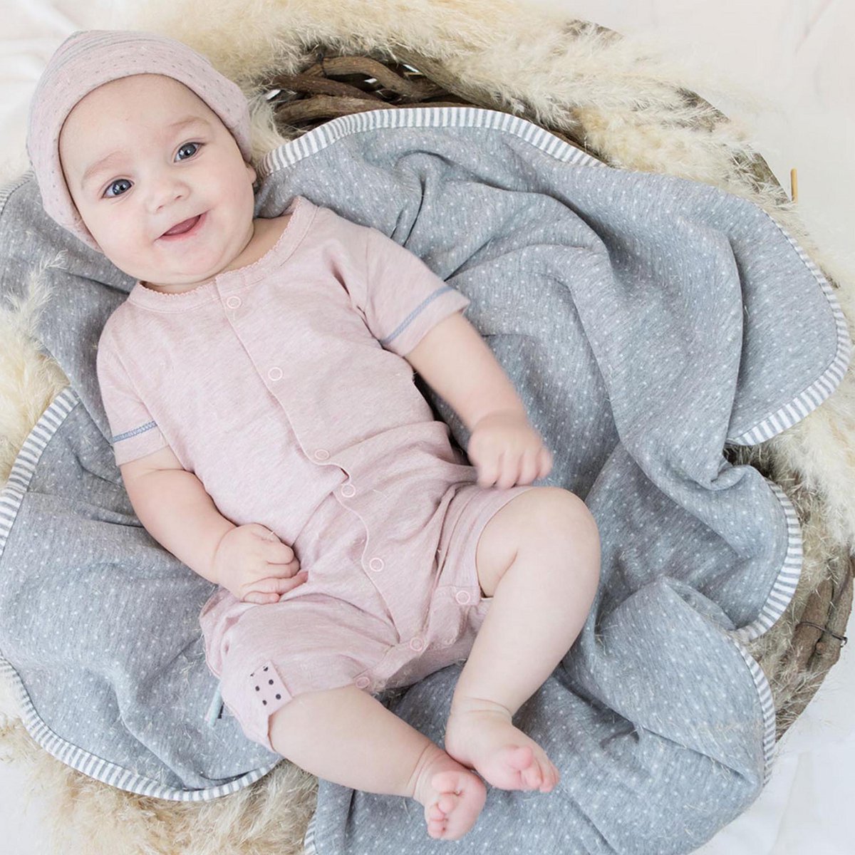 Couverture bébé en coton bio – Gris