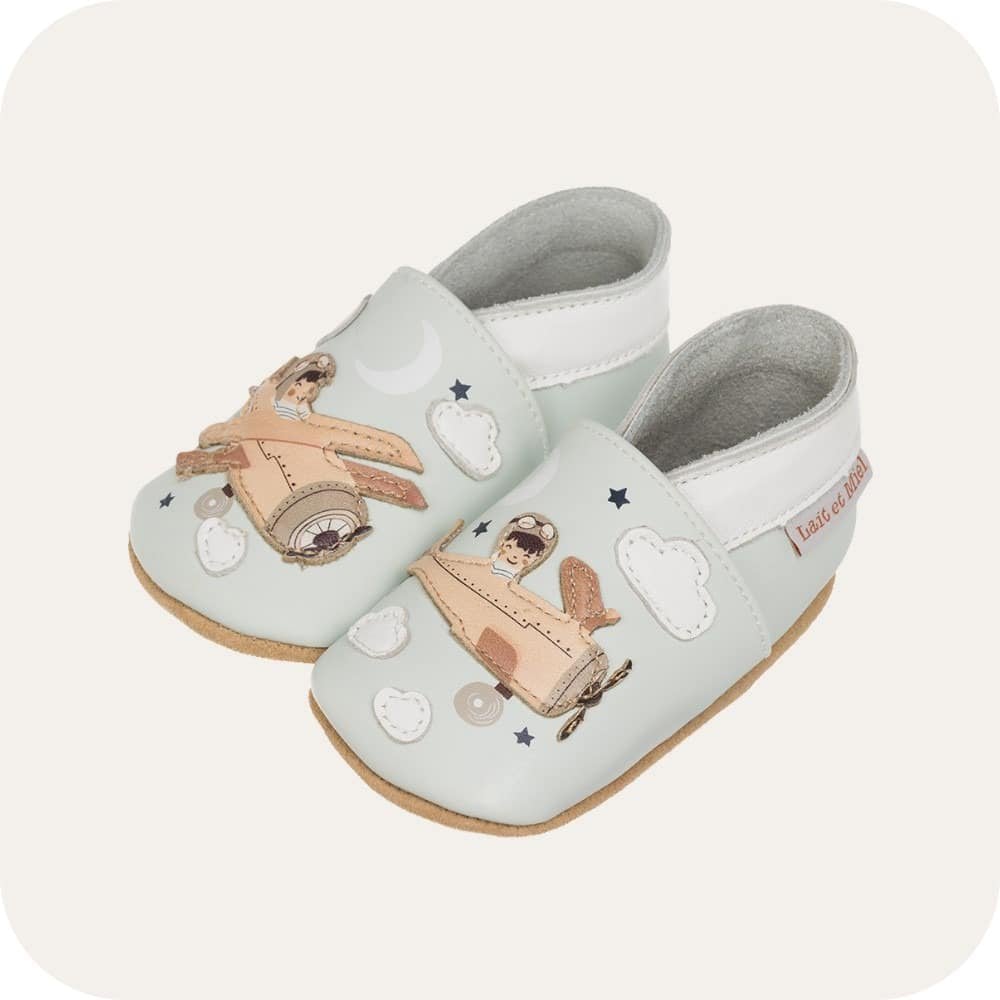 Chaussons bébé en cuir souple – Aviateur