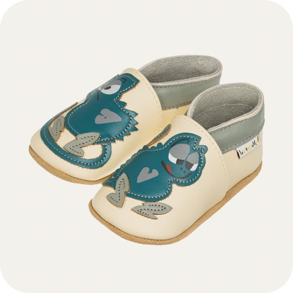Chaussons bébé en cuir souple – Caméléon Glouton