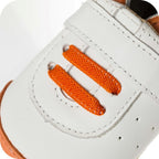Chaussons bébé en cuir souple – Baskets Blanches et Oranges