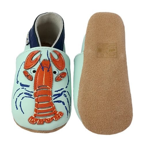Chaussons bébé en cuir souple – Homard & Crevettes
