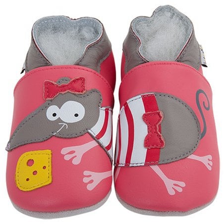 Chaussons bébé en cuir souple – Souris