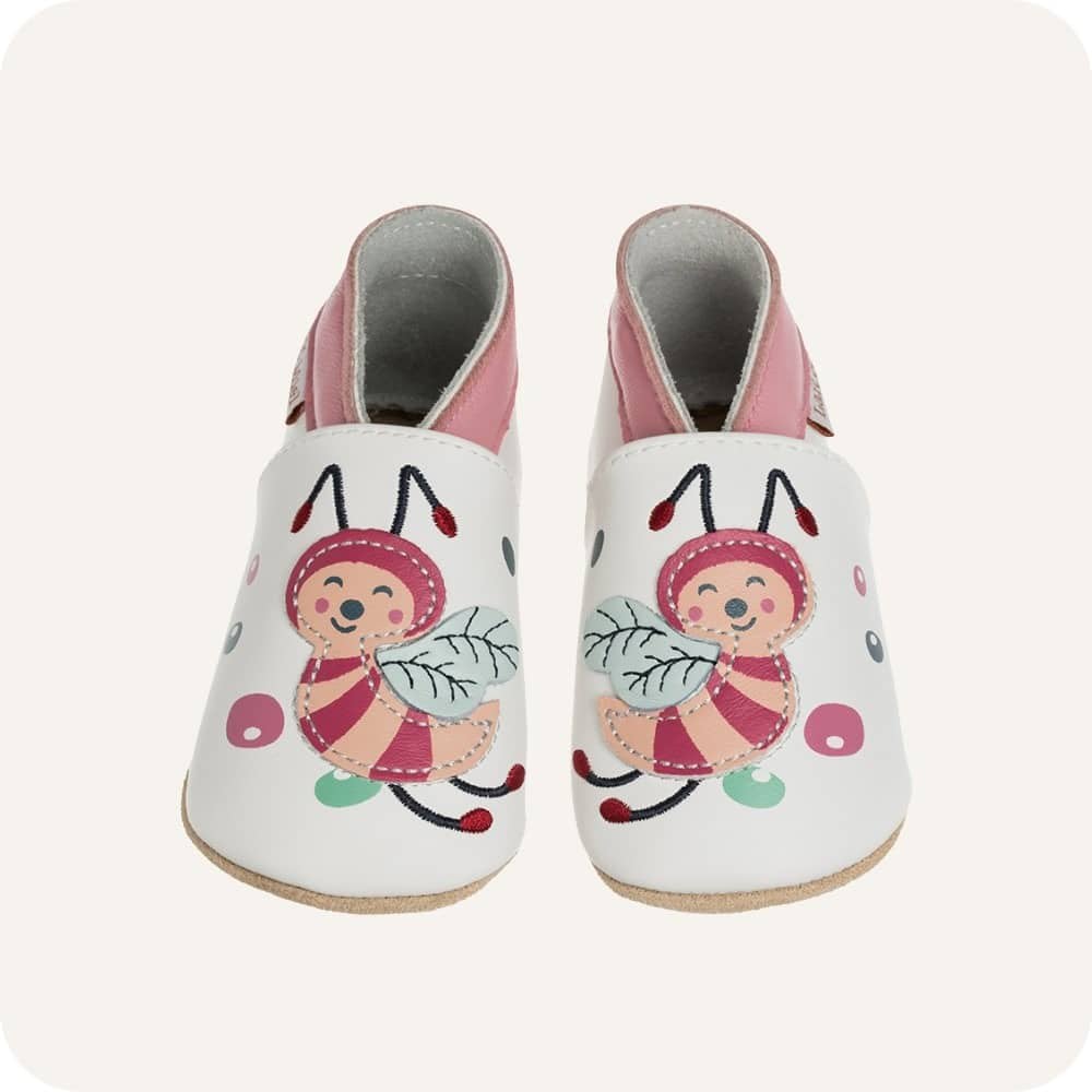Chaussons bébé en cuir souple – Abeilles