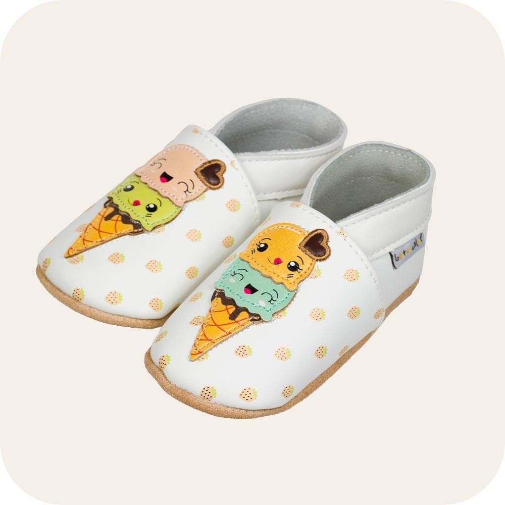 Chaussons bébé en cuir souple – Cornets de Glaces