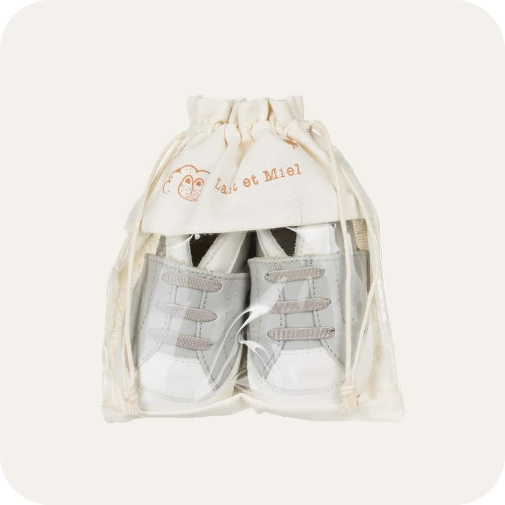 Chaussons bébé en cuir souple – Baskets grises