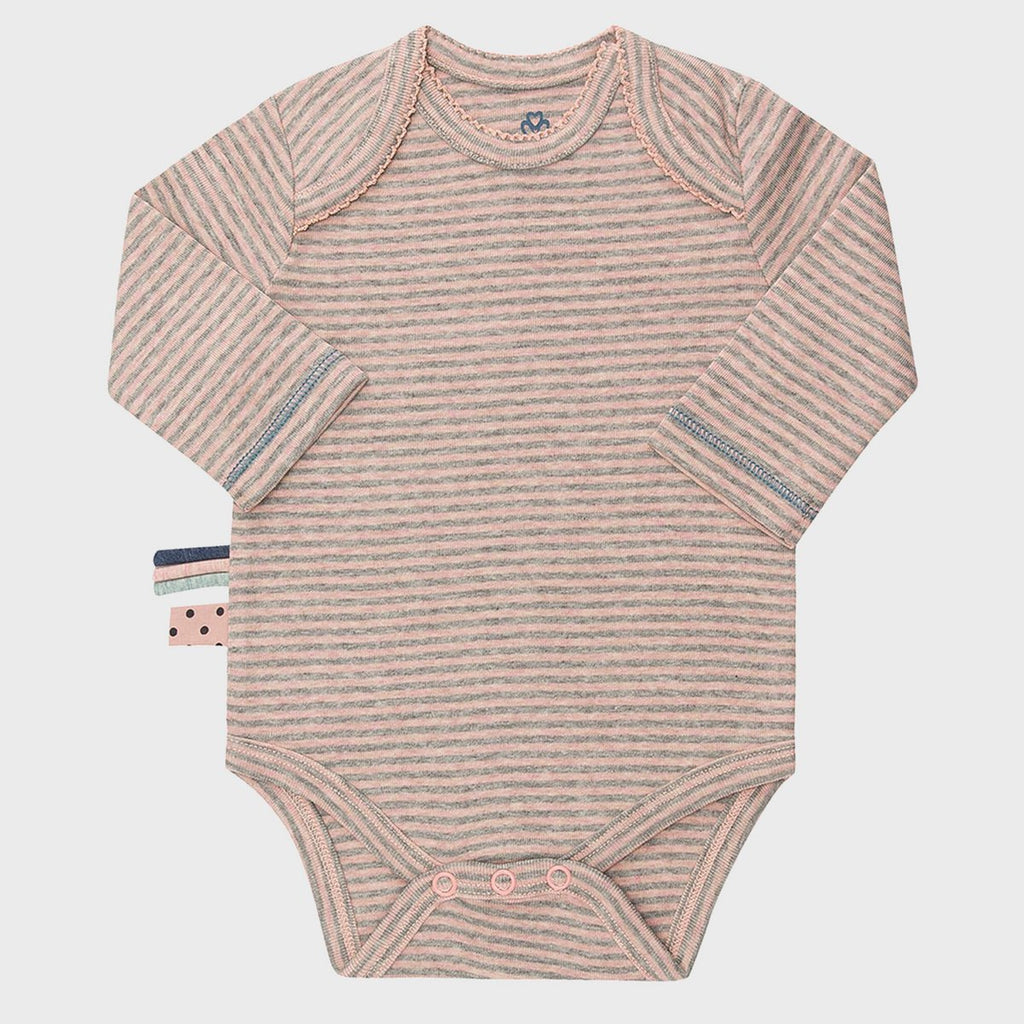Body T-shirt Manches Longues en Coton Bio – Rose Rayé