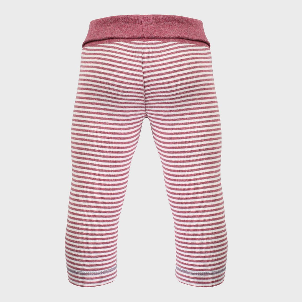 Legging Bébé en Coton Bio – Bordeaux & Rayures Écru
