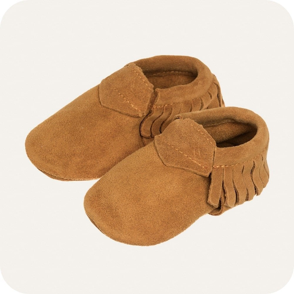 Chaussons mocassins bébé en suède – Camel