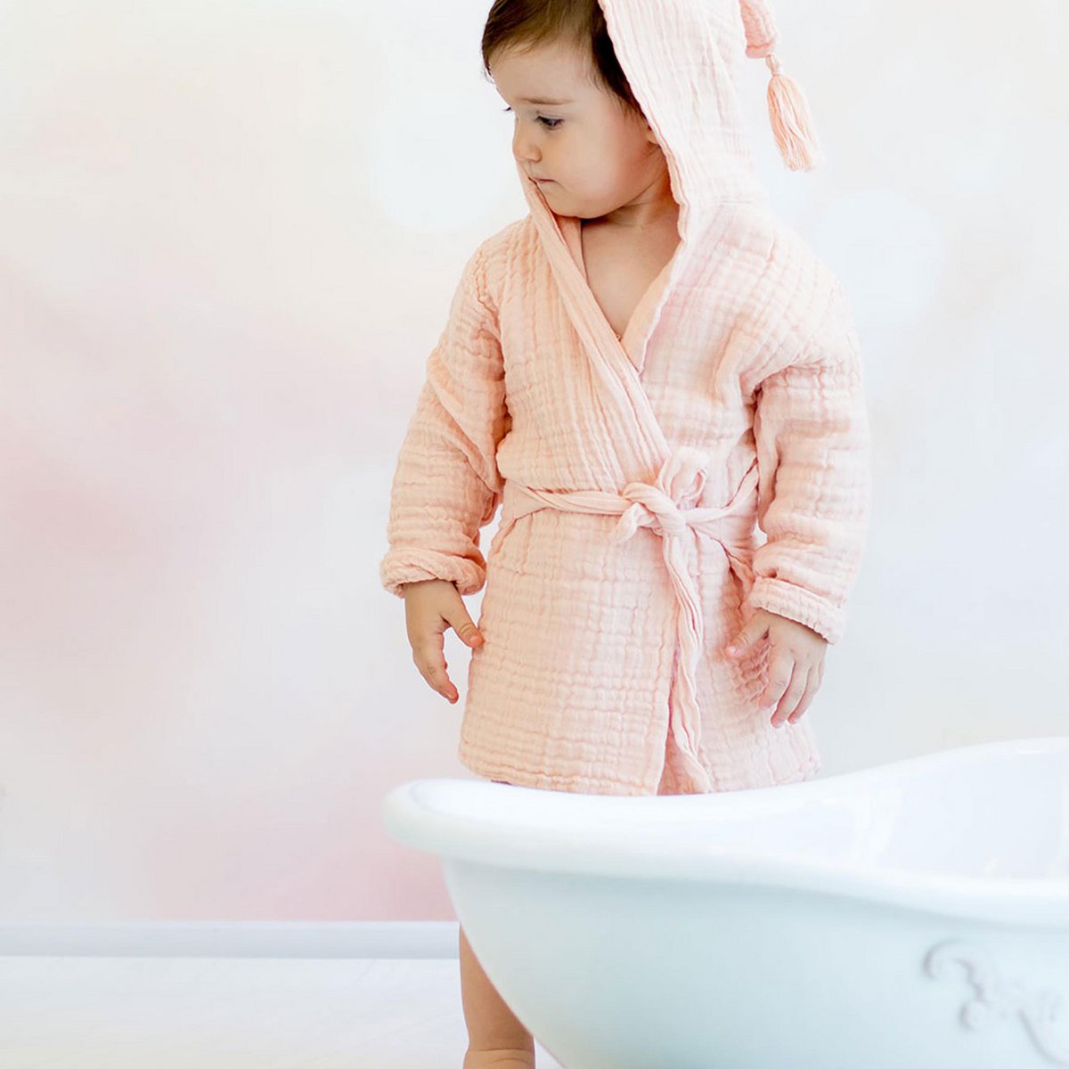 Peignoir en mousseline bio - Saumon