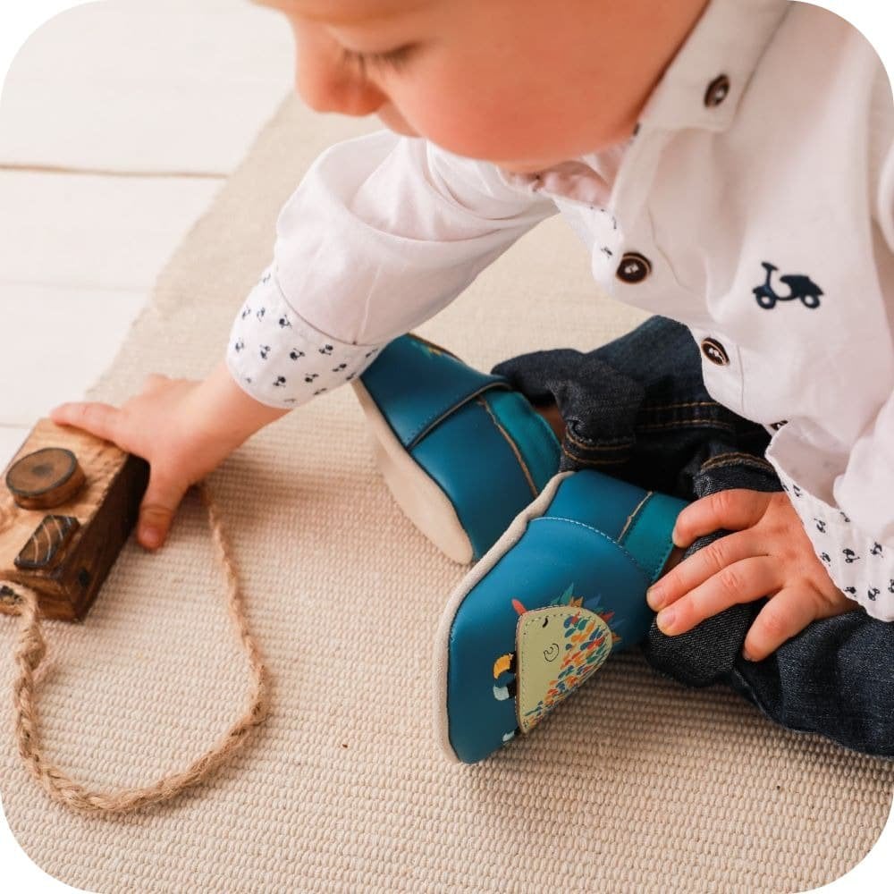 Chaussons bébé en cuir souple – Hérisson