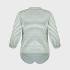 Body T-shirt Manches Longues en Coton Bio – Aqua Rayé