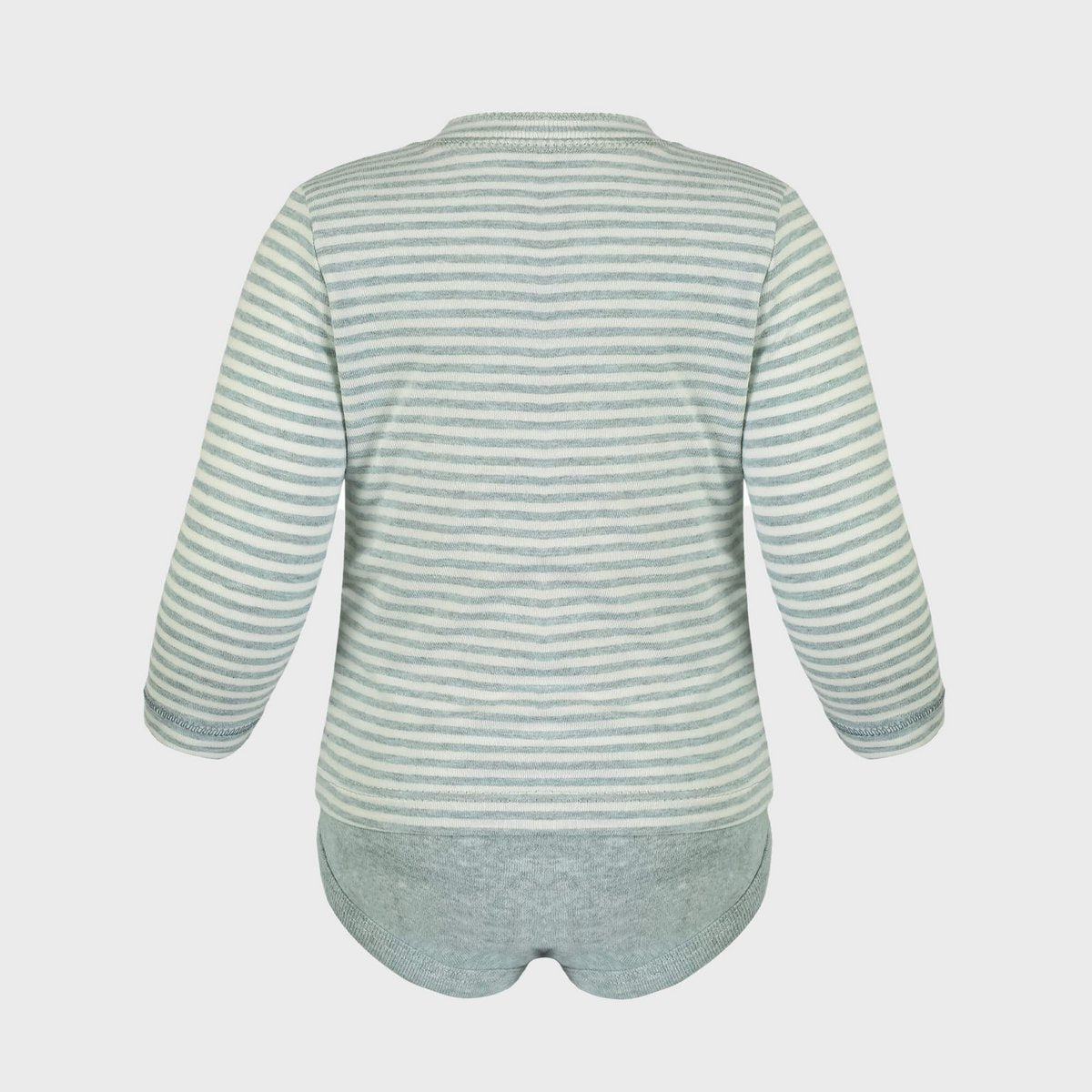 Body T-shirt Manches Longues en Coton Bio – Aqua Rayé
