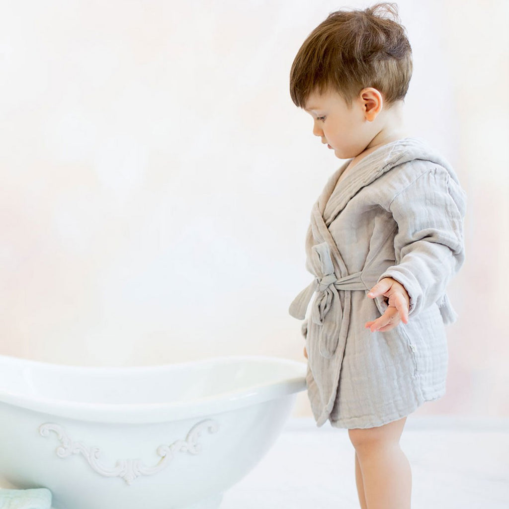OrganicEra Peignoir bébé en mousseline bio - Gris