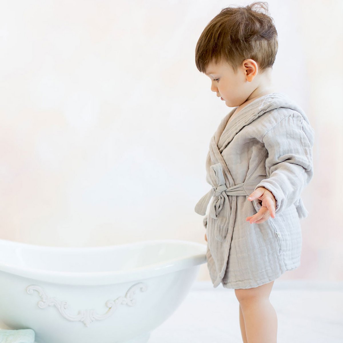 OrganicEra Peignoir bébé en mousseline bio - Gris