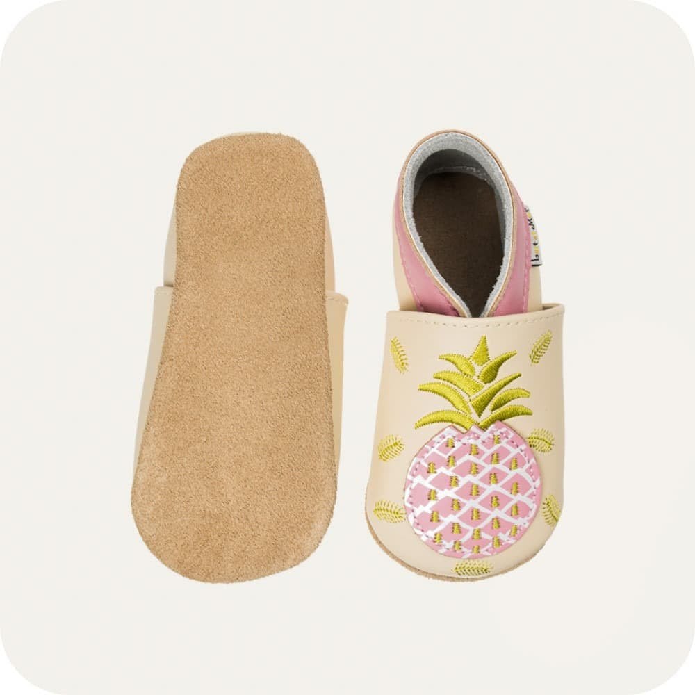 Chaussons bébé en cuir souple – Ananas
