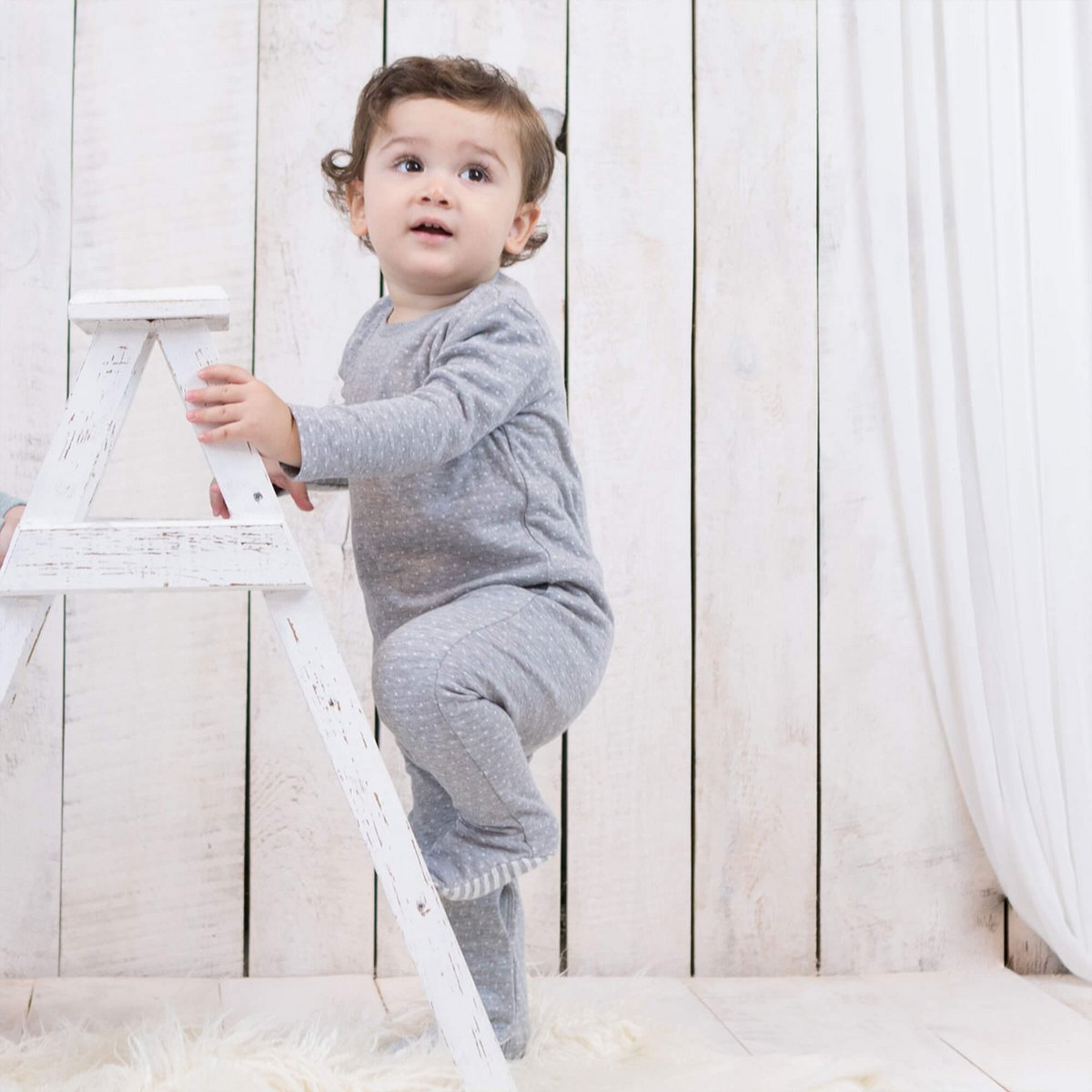 Pyjama Une-Pièce en Coton Bio - Gris mélangé