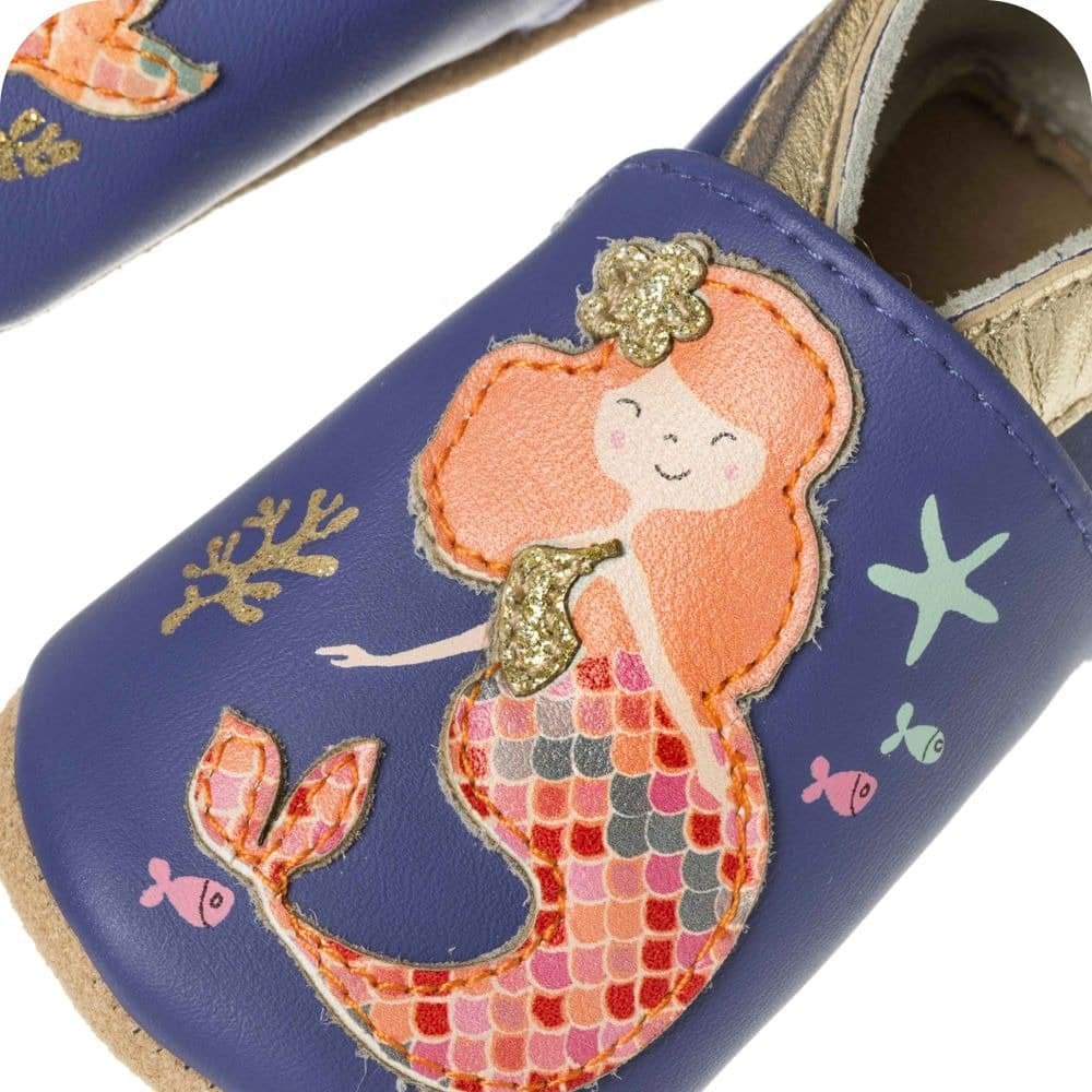 Chaussons bébé en cuir souple – Sirène