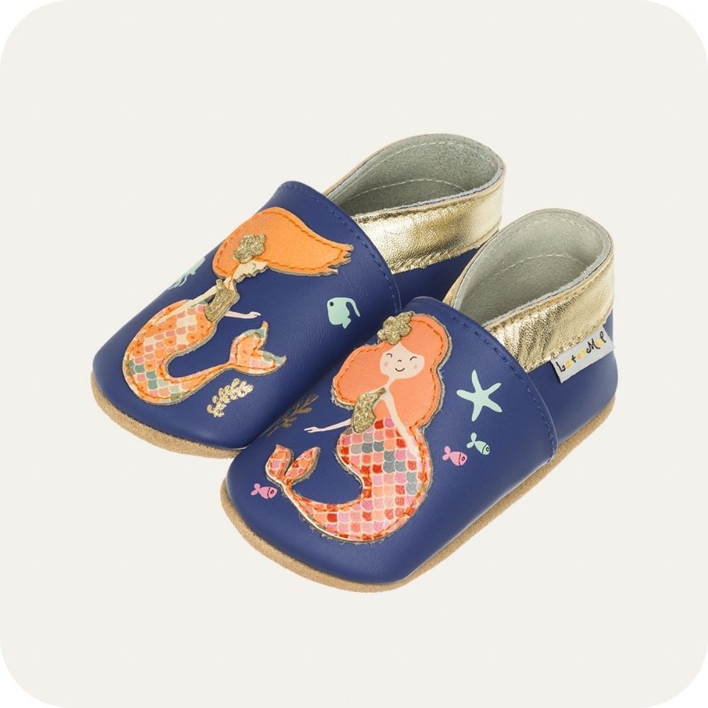Chaussons bébé en cuir souple – Sirène