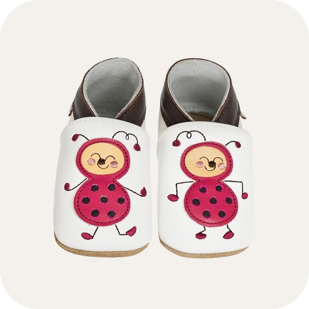 Chaussons bébé en cuir souple – Mademoiselle Coccinelle