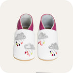 Chaussons bébé en cuir souple – Pluie de couleurs