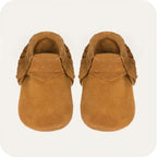 Chaussons mocassins bébé en suède – Camel
