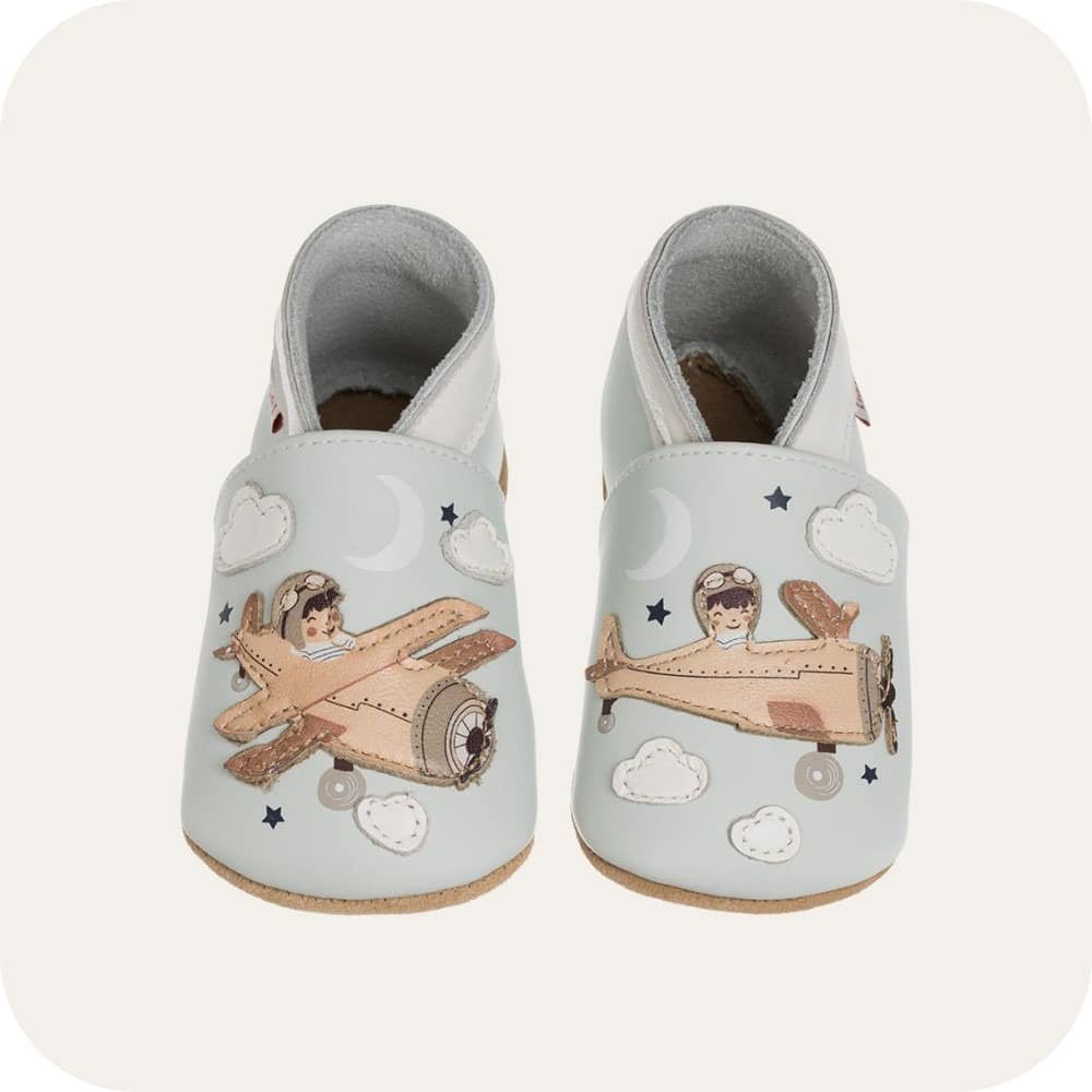 Chaussons bébé en cuir souple – Aviateur