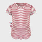 Body Bébé Bio à Manches Courtes – Bordeaux Rayé