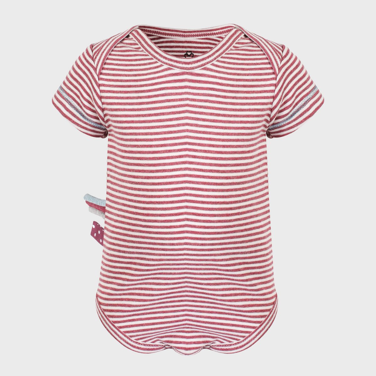 Body Bébé Bio à Manches Courtes – Bordeaux Rayé