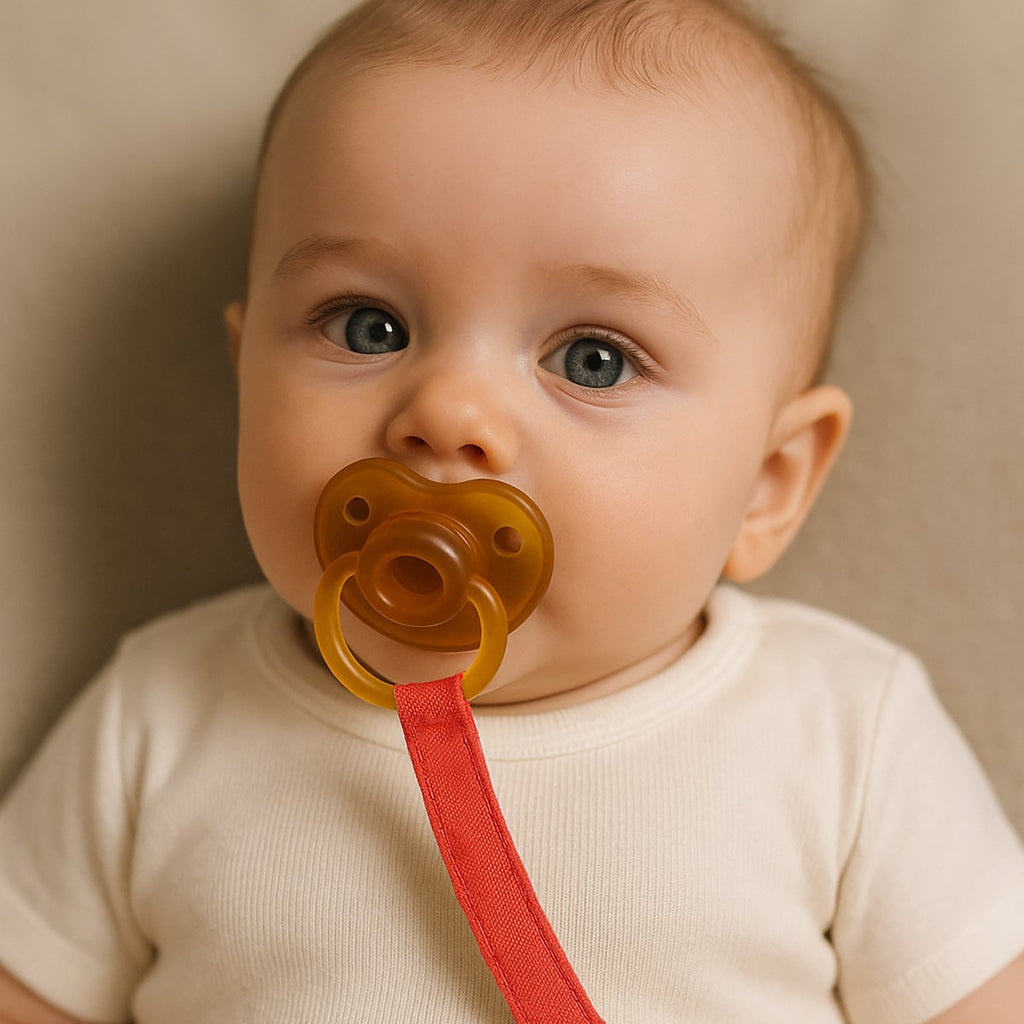 Attache-Tétine en Coton Bio – Teddy Fraise