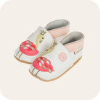 Chaussons bébé en cuir souple – Flamants Roses