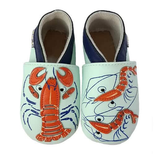 Chaussons bébé en cuir souple – Homard & Crevettes
