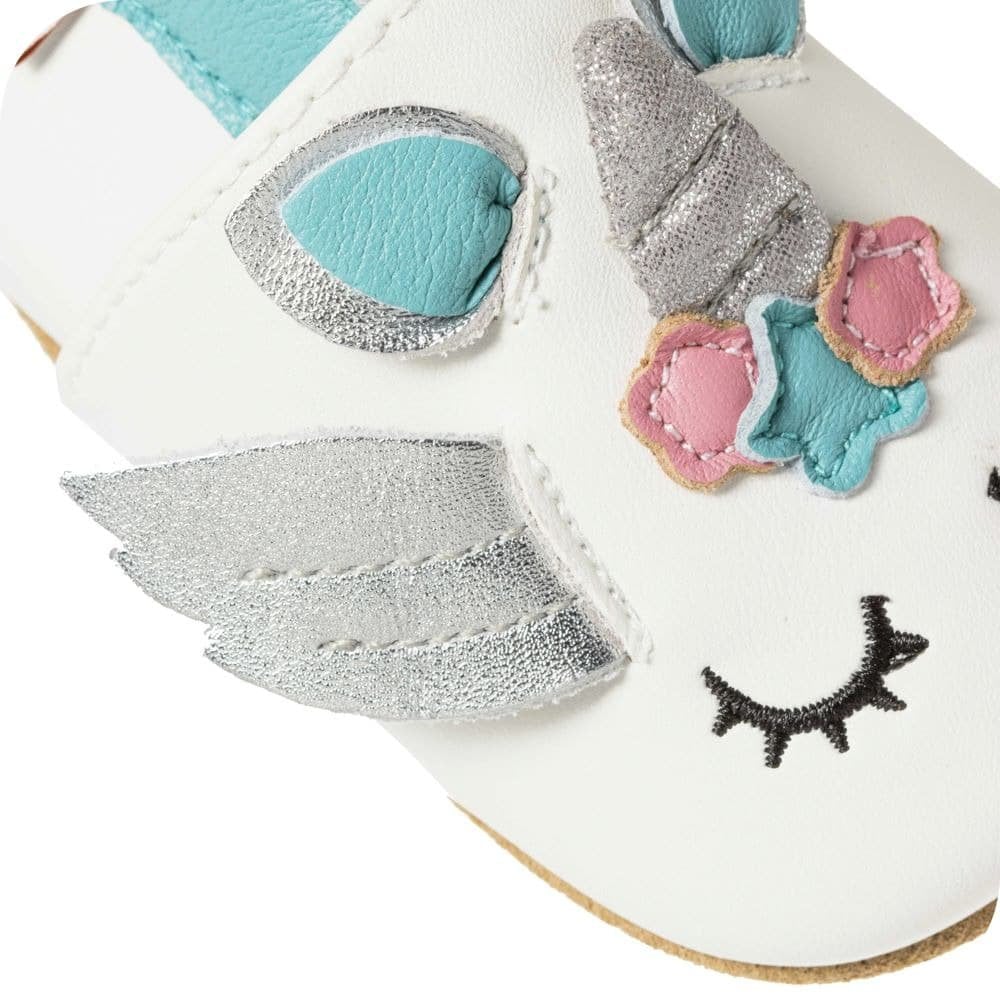 Chaussons bébé en cuir souple – Licorne