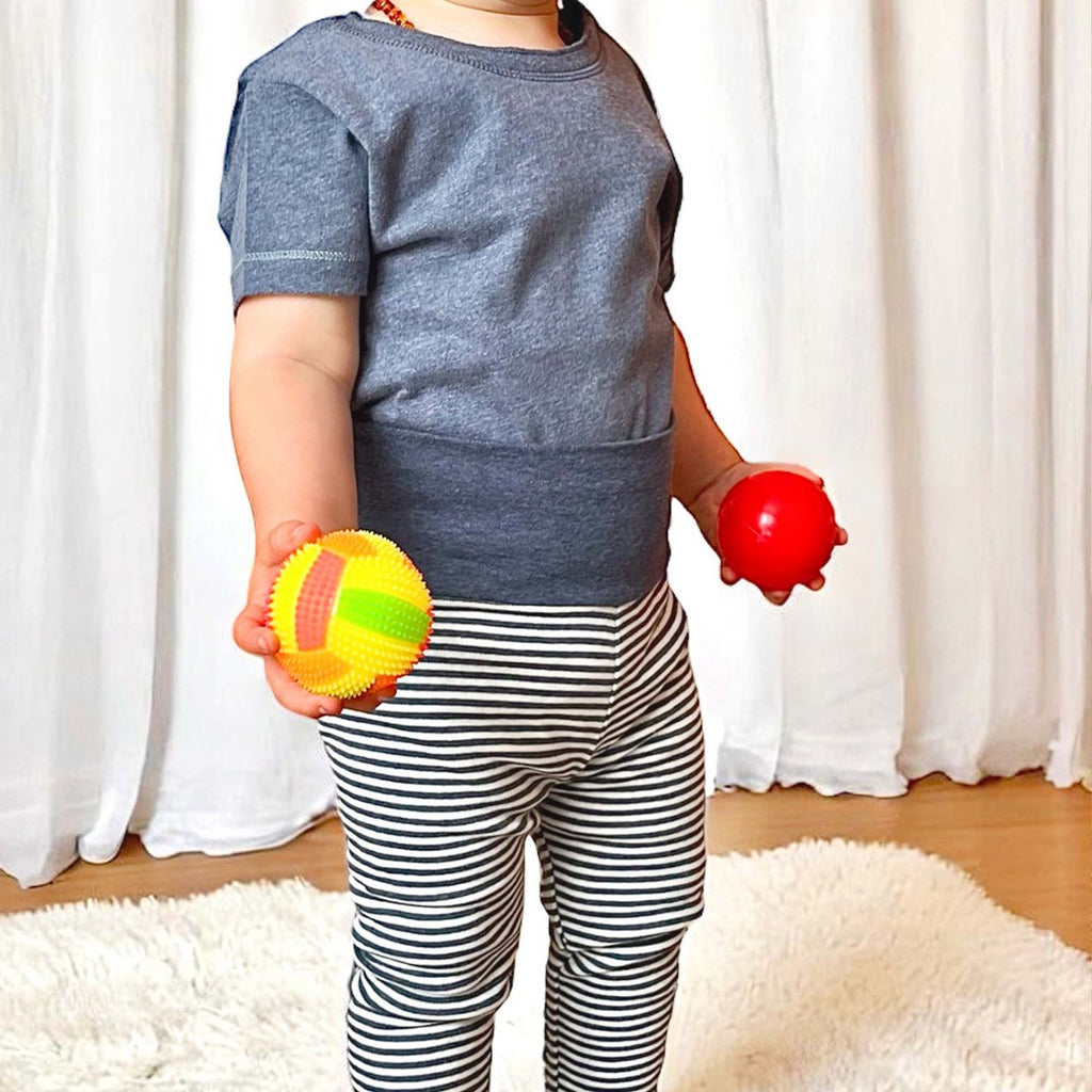 Legging Bébé en Coton Bio - Rayé Indigo
