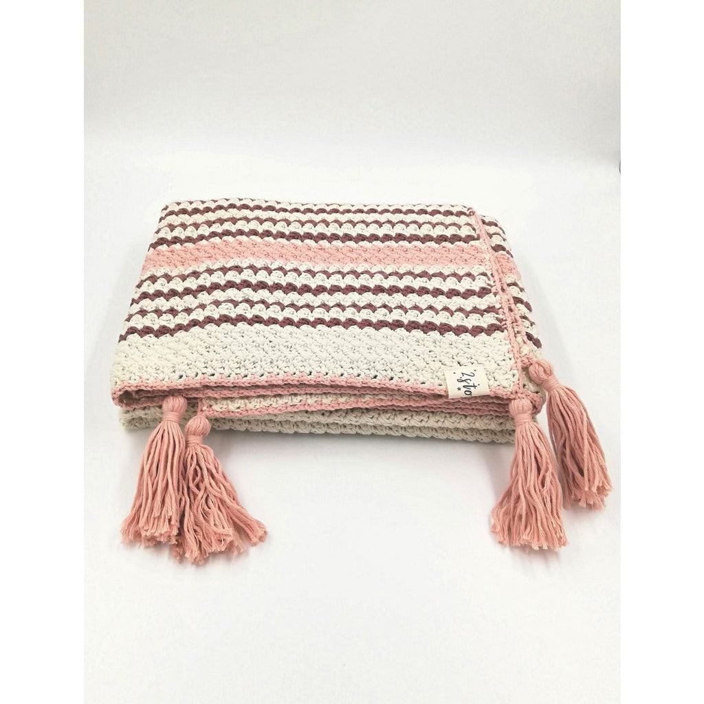Couverture Bohémian en Coton Bio – Rose