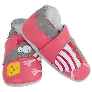 Chaussons bébé en cuir souple – Souris