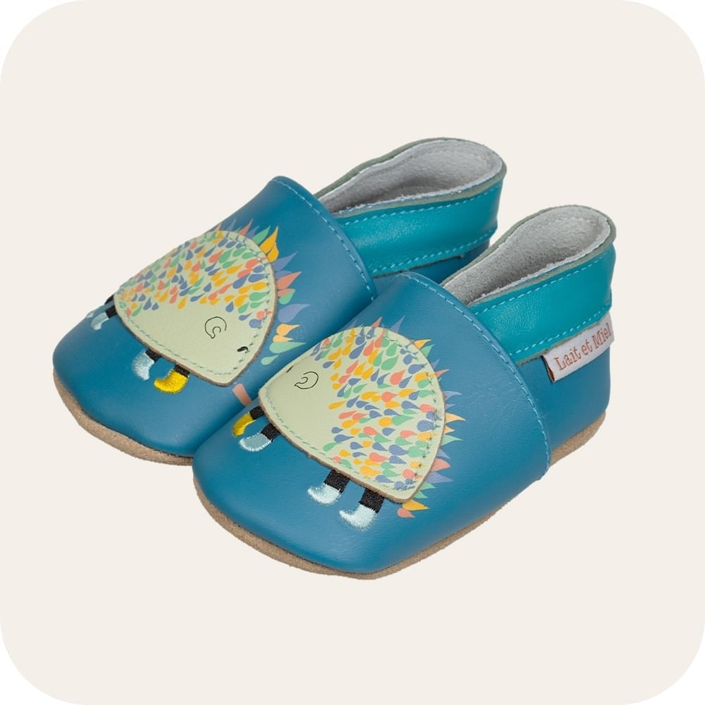 Chaussons bébé en cuir souple – Hérisson