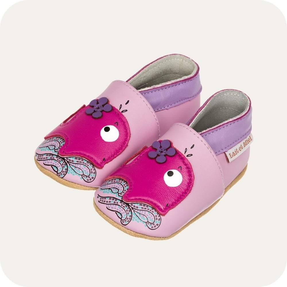 Chaussons bébé en cuir souple – Baleine sportive