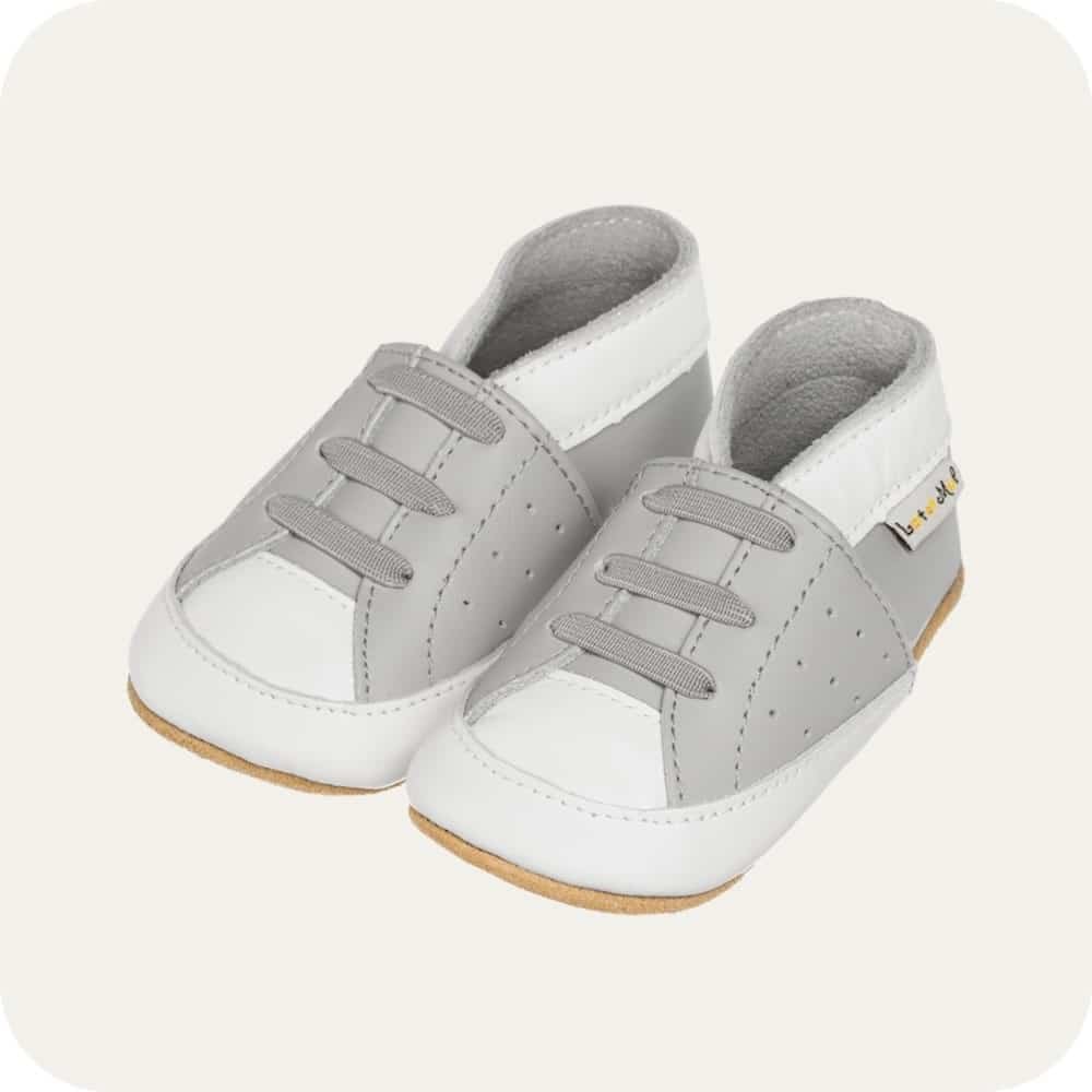 Chaussons bébé en cuir souple – Baskets grises
