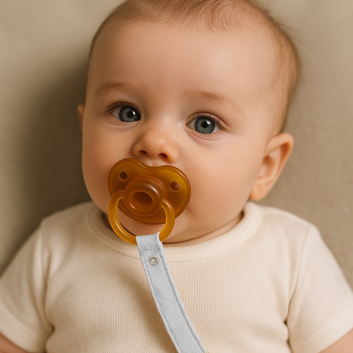 Attache-Tétine en Coton Bio – Teddy Blanc