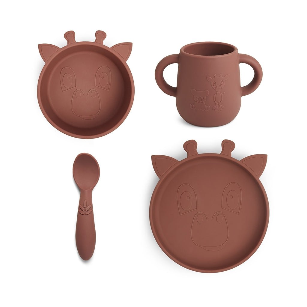 Service de table en silicone – Lykke Girafe Acajou