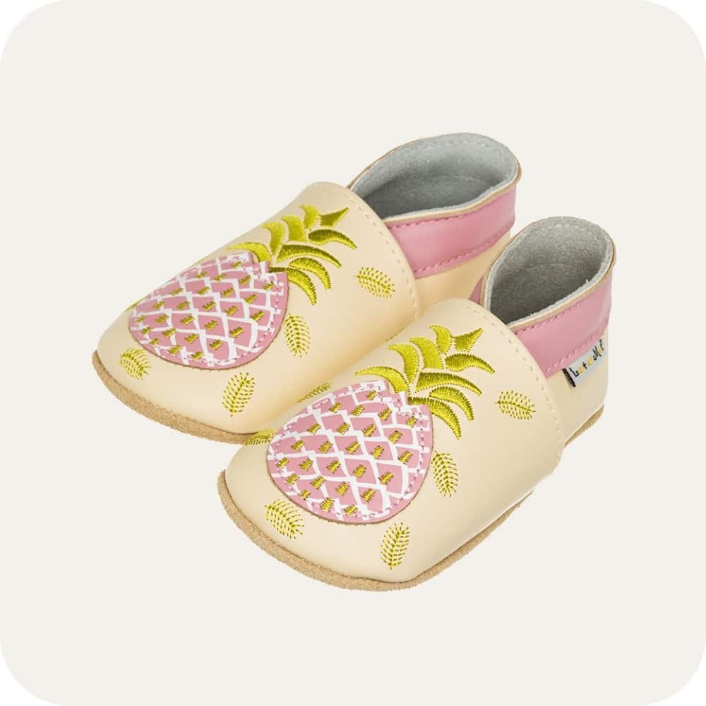 Chaussons bébé en cuir souple – Ananas