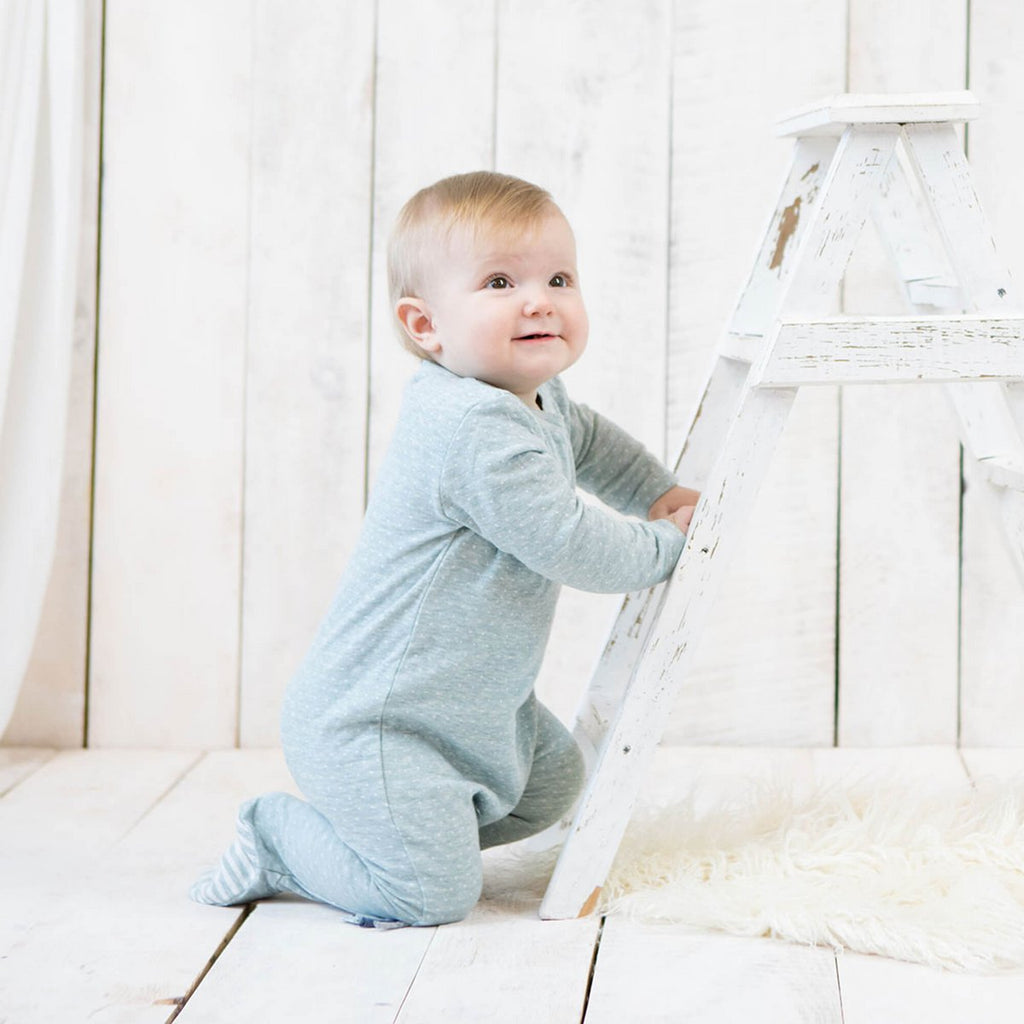 Pyjama Une-Pièce en Coton Bio – Aqua mélangé