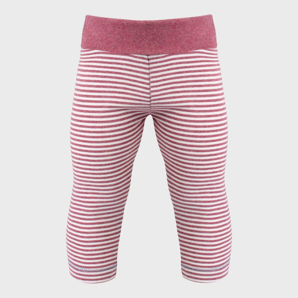 Legging Bébé en Coton Bio – Bordeaux & Rayures Écru